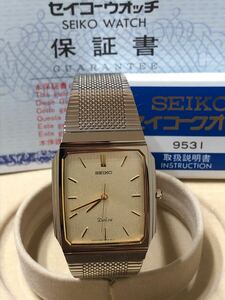 保管品 SEIKO セイコー DOLCE ドルチェ 9531-5160 クォーツ ゴールド文字盤 腕時計 箱・保証書付き 希少 ヴィンテージ 電池交換済み