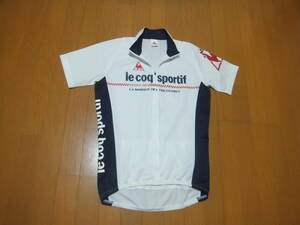 送料230円◎極美 ルコックスポルティフ Le coq sportif 半袖サイクルジャージ 吸汗速乾 ドライ ストレッチ ホワイト 正規品／L