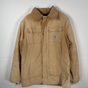 USA古着 カーハート Carhartt ダック ワークジャケット トラディショナルジャケット キルティングライナー ベージュ×ブラウン系 メンズ