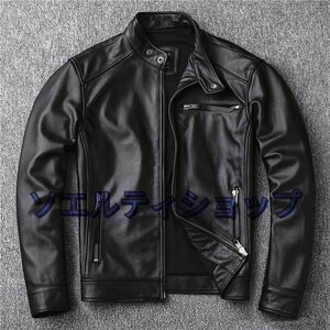 超人気★バイクレザージャケット 上品　　本革 牛革　高級　ライダースジャケット 　革ジャン Ｓ～6XL　