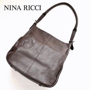 ニナリッチ NINA RICCI ショルダーバッグ レザー 本革 肩掛け トートバッグ ブラウン 茶 レディース ブランドバッグ シボ革 ヴィンテージ