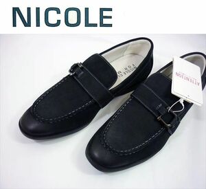 新作\28600【265】NICOLE CLUB FOR MENニコル ★ビットローファ牛革blueblk