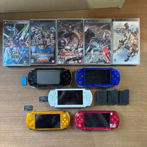 SONY ソニー PlayStationPortable まとめて5台 PSP-3000 PSP-1000 SDカード3枚 バッテリー3点 ソフト5点 ガンダム キングダムなど