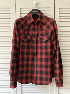 【リチウムオム LITHIUM HOMME】ウエスタンチェックシャツ 44 LH50-0518 / ラメ入り / RED BLACK 赤 黒/ 長袖 / 平松剛