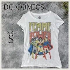 DC COMICS/フレンチスリーブTシャツ/アメコミ/スパンコール/タイト春夏