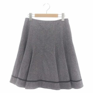 フォクシーニューヨーク FOXEY NEW YORK 43816 23AW SCHOOL GIRL SKIRT スカート 膝丈 フレア ウール混 38 グレー 黒 ブラック