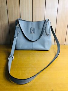 ◆FURLA フルラ ショルダーバッグ ハンドバッグ 2WAY バッグ レザー グレー系 レディース 