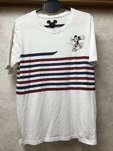 ★DISNEY★半袖Tシャツ MICKY 白ホワイト紺ネイビー、えんじ M 綿100％