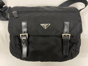 ◇◇PRADA プラダ ショルダーバッグ ナイロンバッグ メッセンジャーバッグ 三角プレート シルバー金具 ナイロン レザー 三角ロゴ ◇◇