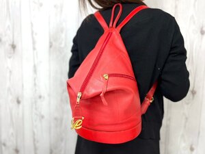 極美品 LOEWE ロエベ アントン バックパック リュックサック バッグ レザー 赤 77033