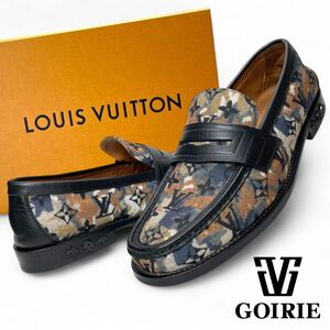 【超希少/美品】LOUIS VUITTON ルイヴィトン LVローファー・ライン モノグラム 迷彩柄 サイズ8 26.5㎝ 2021春夏 LVロゴ コインローファー