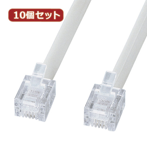 10個セット サンワサプライ エコロジー電話ケーブル(ノーマル) TEL-EN-5N2 TEL-EN-5N2X10 /l