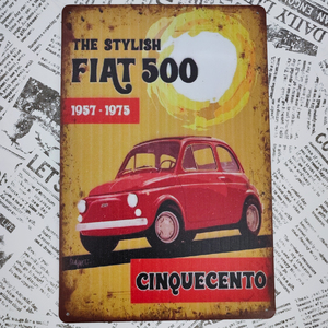 [505] FIAT500 ブリキ看板 30x20cm