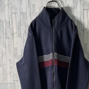 マルチカラーボーダーフルジップスウェット Tommy Hilfiger ネイビー