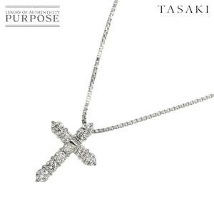 タサキ TASAKI ダイヤ 0.48ct クロス ネックレス 42cm Pt プラチナ 田崎真珠 Diamond Necklace 90236943