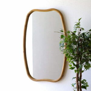 鏡 壁掛けミラー ウォールミラー おしゃれ 木製 チーク 大きい 天然木 ウッド チークのスタイリッシュな ビッグミラー