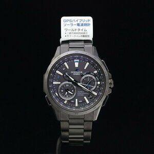 1円～ ほぼ未使用 CASIO カシオ オシアナス OCW-G1000B-1AJF チタン メンズ GPS 電波ソーラー 黒文字盤 箱保取巻タグ 定価24.8万