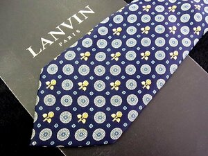 ♪今週の特売980円～♪1840♪状態並品【LANVIN】ランバン【花 植物 柄】ネクタイ♪