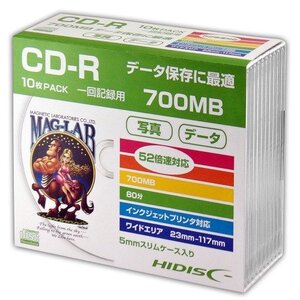 【10P×5セット】 HIDISC CD-R データ用5mmスリムケース HDCR80GP10SCX5 /l