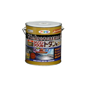 （まとめ買い）アサヒペン サビ止め兼用上塗り塗料 油性超耐久シリコンアクリルトタン用 3kg 新茶 〔×3〕