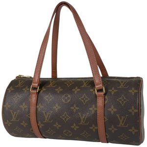 ルイ・ヴィトン Louis Vuitton パピヨン 30 バレルバッグ 筒型 旧旧型 ハンドバッグ モノグラム ブラウン M51365 レディース 【中古】