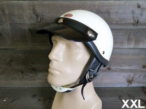 OCEAN BEETLE「SHORTY4 」アイボリー　FRPシェル サイズ：XXL　　（装飾用 オーシャンビートル ビンテージ HALF HELMET