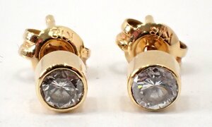 約0.14ct×2 クリーニング済 K18YG 18金 ダイヤピアス 1.1g ワンダイヤピアス ダイヤモンド 87