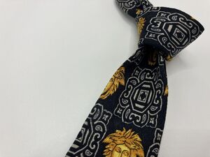 【超美品】VERSACE　ヴェルサーチ　全面メデューサロゴ柄 ネクタイ 3本以上 送料無料 メンズ ブラック　0104140