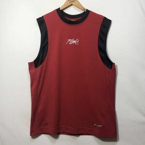 ■ 00s NIKE ナイキ Flight バスケ 刺繍ロゴ入り タンクトップ ユニフォーム DRI-FIT 古着 サイズL 赤 メッシュ地 バスケ ■