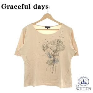 【訳アリ】 Graceful days グレイスフルデイズ トップス Tシャツ 半袖 プリント カジュアル レディース LL 901-3804 送料無料 古着