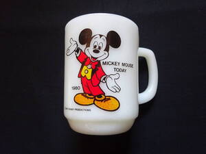 アンカーホッキング マグカップ 「ミッキーマウス　MICKEY MOUSE TODAY 1980」 ANCHOR HORCKING FIRE-KING PEPSIコレクターシリーズ