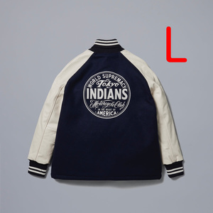  ◆サイズ L◆ Tokyo Indians Varsity Jacket Navy 東京インディアンズ バーシティジャケット 紺 スタジアムジャンパー スタジャン