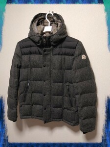 美品 XL モンクレール 4 GUYENNE●公式認証済 本物●XXL レイヤード風 ダウンジャケット●ツイード ヘリンボーン アウター ブルゾン●綺麗