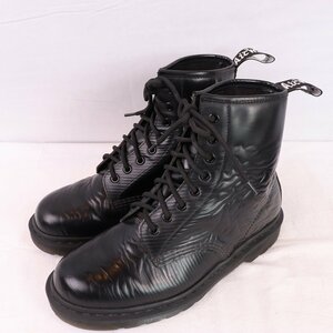 ドクターマーチン UK7/25.5cm-26.0cm/8ホール Unknown Pleasures 黒 ブラック ブーツ メンズ レディース dr.martens 中古 古着 dh4093