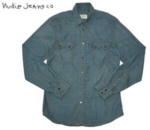 【1000円〜】★正規 Nudie Jeans ヌーディージーンズ 長袖 デニムシャツ メンズ XS