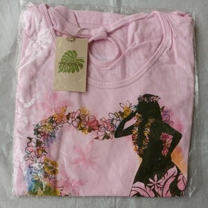 ＊新品タグ付きマウナロアmmjトップス　可愛いふんわり半袖フラガールTシャツ　ピンク　Maunaloa ハワイアンフラ