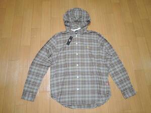 新品 STUSSY ステューシー パーカー チェックシャツ S ブラウン Peak Plaid Shirt 定価15800円 長袖シャツ HOODIE