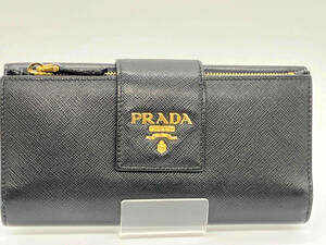 【即決】PRADA プラダ 長財布 ブラック系 ゴールド金具 レディース レディース メンズPrada prada