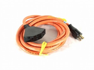 【米軍放出品】未使用品 3口延長ケーブル 14AWG 延長コード 電源ケーブル 3m65cm オレンジ UNICOR (60)☆CA14I