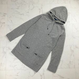 BURBERRY バーバリー ウール混 ニットパーカー チュニック丈 トップス レディース グレー サイズ1*NC1231