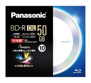 パナソニック 録画用4倍速ブルーレイ片面2層50GB(追記型)10枚 LM-BR50L10WP【新品】