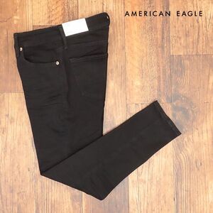 AMERICAN EAGLE/30インチ/スキニー デニムパンツ 1114-6345 ウォッシュ加工 快適◎ 無地 新品/黒/ブラック/ih321/