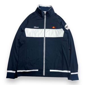 ellesse エレッセ ウィンドブレーカー ナイロンジャケット テニスウェア スポーツウェア ワッペン フルジップ ネイビー×ホワイト 