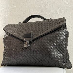 【別格のオーラ!! 最高級!!】BOTTEGA VENETA ボッテガヴェネタ イントレチャート ビジネスバッグ ブリーフケース ハンド レザー メンズ 茶