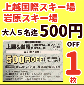 上越国際スキー場リフト券岩原スキー場リフト券割引券1