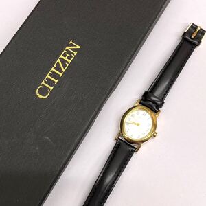 1607◎ CITIZEN シチズン 1032-K001897 小物 時計 腕時計 クォーツ 3針 革バンド カジュアル ゴールド ブラック レディース