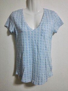 jjyk3-998 GAP カットソー トップス 半袖 Vネック Tシャツ コットン ブルー 青 XXS