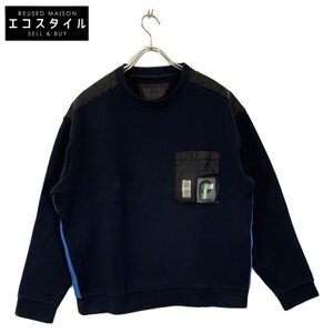 PRADA プラダ UJL037 ネイビー ラバーロゴパッチ ポンチスウェットプルオーバー ネイビー XL トップス コットン メンズ 中古