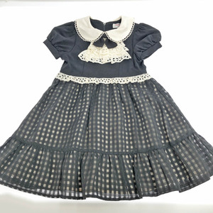 ◆Shirley Temple シャーリーテンプル 半袖ワンピース キッズサイズ110◆ ブラック/ホワイト キッズ 子供服 フリル パフスリーブ