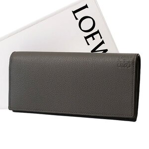 【送料無料】【本物】未使用★LOEWE★ロエベ★ロングホリゾンタルウォレット★グレインカーフ★グレー★二つ折り長財布★アナグラム★上品